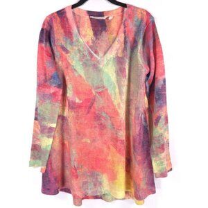 Soft‎ Surroundings Plein De Couleurs Abstract Watercolor Print Knit Top SMALL